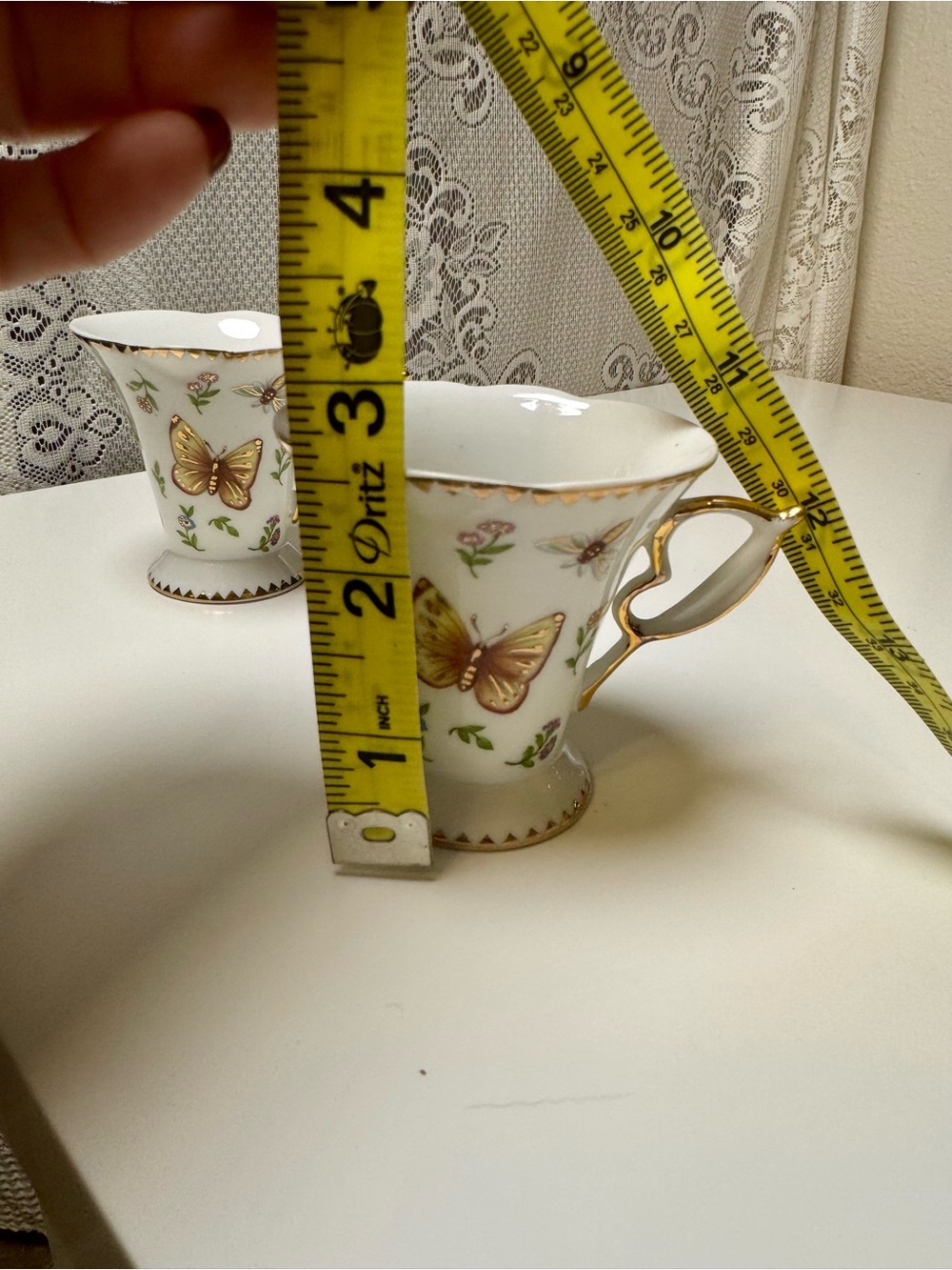 2 Italian Design Porcelain Butterfly Cups. Damaged Craft Lot, Upcycle Bird Feede - Picture 3 of 6